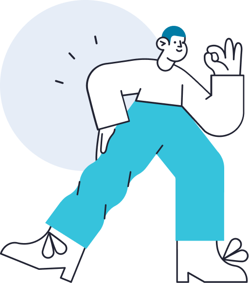 Cartoon person holding thumb and index finger together